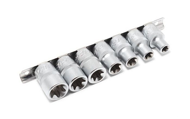 Набор головок Е-профиль 7 пр. 1/2", E10, E12, E14, E16, E18, E20, E22, на планке Forsage F-4073