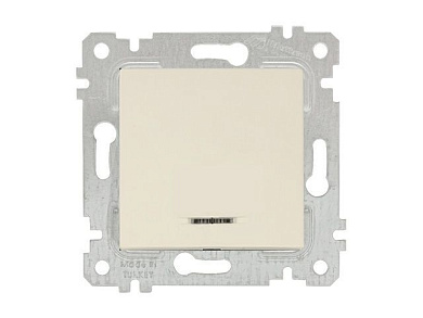 Выключатель 1-клав., с подсветкой, скрытый, без рамки, винт. зажим, кремовый, RITA, 10 A, 250 V, IP 20, Mutlusan 22004150202