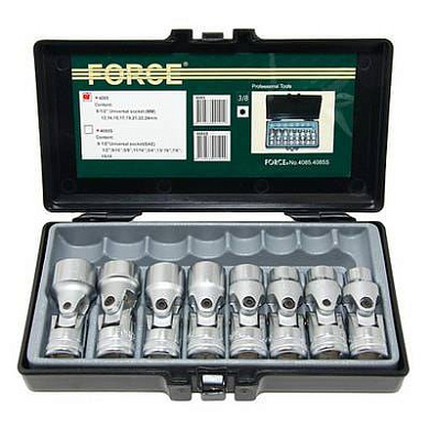Набор головок Force 4085 6-гр. с карданом (13-24 мм) 8 пр. 1/2''