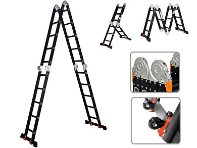 Лестница алюминевая многофункциональнвя 4х5 ступ., h283/580 см, 15,5 кг BLACK LINE STARTUL ST9930-05