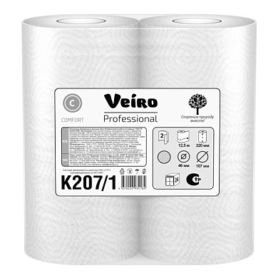 Полотенца бумажные Veiro Professional Comfort в рулонах (1*2) 12.5м, 2 слоя