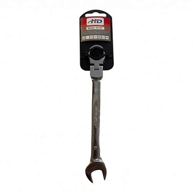 Ключ комбинированный рожково-накидной с трещоткой шарнирный 15 мм CrV H-D HD-1681