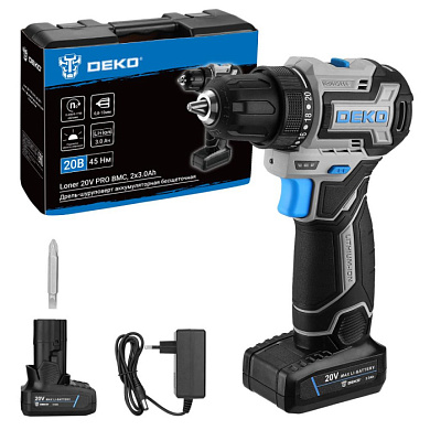 Дрель-шуруповерт аккумуляторная Loner 20V PRO 085-1010 DEKO 085-1010