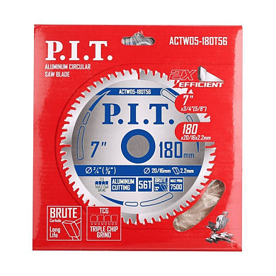 Диск пильный по алюминию 180x20/16x1,6 мм 56T PIT ACTW05-180T56