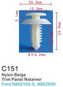 Клипса для крепления внутренней обшивки а/м Форд пластиковая, 100 шт Forsage C0151(Ford)