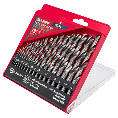 Набор сверл по металлу 19 пр 1-10 мм ForceKraft FK-DBS19