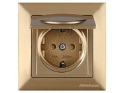 Розетка 1-ая, скрытая, с/з, шторки,с крышкой, золото, DARIA, 16 A, 250 V, IP 20, Mutlusan 21206110280