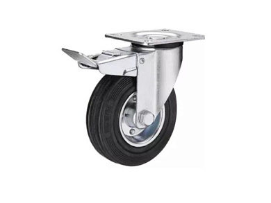 Колесо поворотное усиленное резина SRCB 97 80 мм с тормозом TOR 1027194