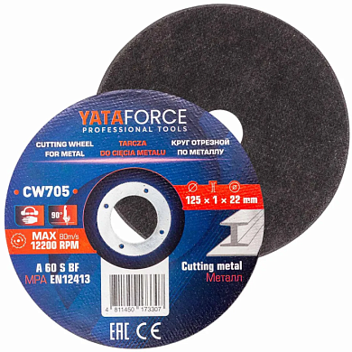 Круг отрезной по металлу 125х1.0.х22,2 мм, 40 шт YATAFORCE YF-CW705(40 шт к-т)