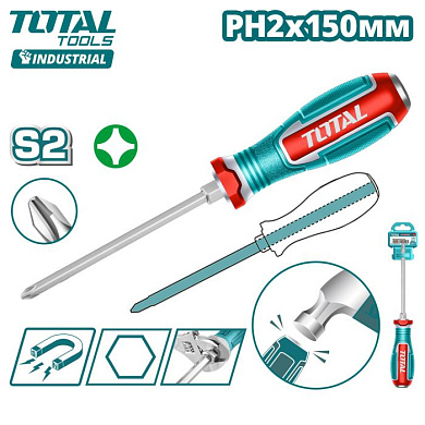Ударная отвертка крестовая PH2x150 мм TOTAL TGTPH2150