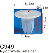 Клипса для крепления внутренней обшивки европейских а/м пластиковая 100 шт Forsage F-C949(Europeancar)