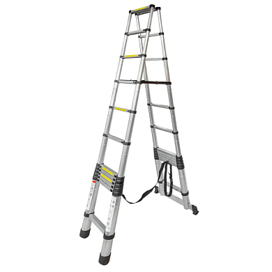 Лестница-стремянка телескопическая алюминиевая двухсекционная, 3.5+3.5 м,12+12 ступ., max нагрузка 150 кг Forsage F-UP350-2