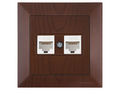Розетка компьютерная 2xRJ45, Cat6, скрытая, орех, DARIA, , 2xRJ 45, 8-pin, соединения типа 568A или 568B, Mutlusan 21201410157