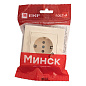 Розетка 1-местная СП с/з Минск 16А бежевая с защ, штор, с USB 1А EKF ERR16-028-200-USB