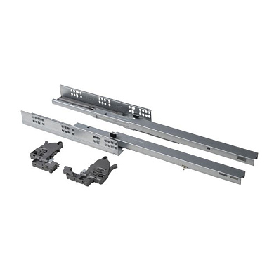 Направляющая скрытого монтажа L-500 с доводчиком ДСП16-18mm с замками компл. левая+правая 3D полное выдвижение AKS PLUS 85954