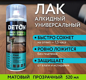 Лак алкидный Матовый Аэрозоль 520 мл DETON DTN-A07569