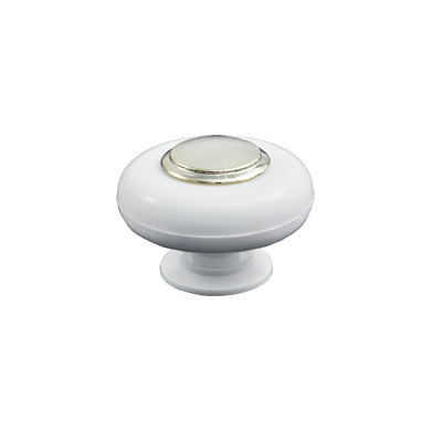 Ручка меб. кнопка пластик. PATREX №20, белый/золото AKS 11825