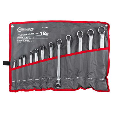Набор накидных ключей отогнутых на 75°, 6х7-30х32 мм, 12 пр ForceKraft FK-5118P