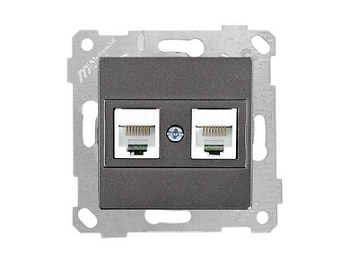 Розетка компьютерная 2xRJ45, Cat5e, скрытая, без рамки, дымчатая, RITA, Mutlusan 22001380195