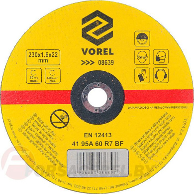 Круг отрезной по металлу 115х1,0х22 мм Vorel 08630
