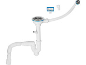 Сифон для кухни прямоточный с аварийным выходом, отвод, выпуск 70мм, 1 1/2"-40/50мм, AV Engineering