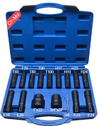 Набор ударгых головок-бит 3/4''&1'' Torx T60-100, HEX H17-24, и глубоких ударных головок Е-профиль 18, 20, 22, 24 мм, 16 пр RockForce RF-3063316