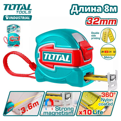 Рулетка усиленная с магнитом 8м TOTAL TMT80832M