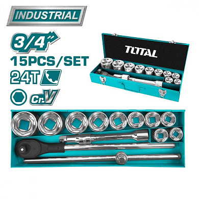 Набор инструментов 3/4" 15 пр. TOTAL THT341151