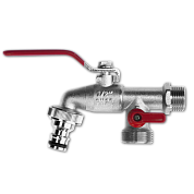 Кран шаровый с входной наружной резьбой 1/2'' и выходом на 2 подключения 3/4'' с адаптером, латунь Bradas GKK0512