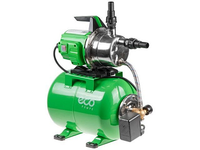 Станция водоснабжения автоматическая (1200 Вт, 3600 л/ч, 48 м, 4,8 бар макс, корпус бака сталь, корпус насоса нерж. сталь, бак 24л.) ECO GFI-1203
