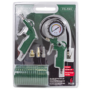 Пистолет для подкачки шин с манометром в комплекте с пистолетом обдувочным и шлангом, 0-8.5 Bar, шланг 5 м RockForce RF-STG-26K6