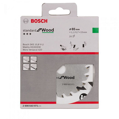 Пильный диск Optiline Wood 85х15 мм Z20 BOSCH 2608643071