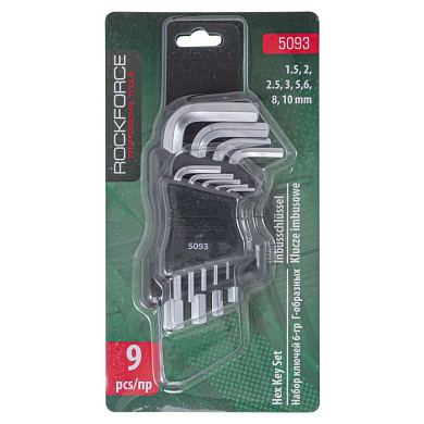 Набор ключей Г-образных 6-гр., 9 пр. 1.5-10 мм RockForce RF-5093