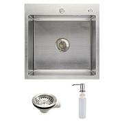 Мойка нерж. сталь, квадратная одночашевая, 500*500мм, сатин, PVD покрытие, универсальная (3,2мм) AKS 106640