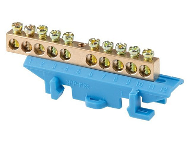 Шина "N" нулевая 6х9мм 10 групп c изолятором на DIN-рейку бол. стойка Юпитер JP7209-03