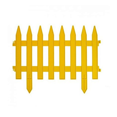 Забор декоративный "GOTIKA" №3, длина общ. 3,10 м, выс. 0,35 м, желтый, компл. 7 шт. Гарденпласт 50212