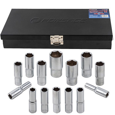 Набор головок глубоких 14 пр. 1/2'' 6-гр. 10-32 мм Forsage F-4143-5 BLACK