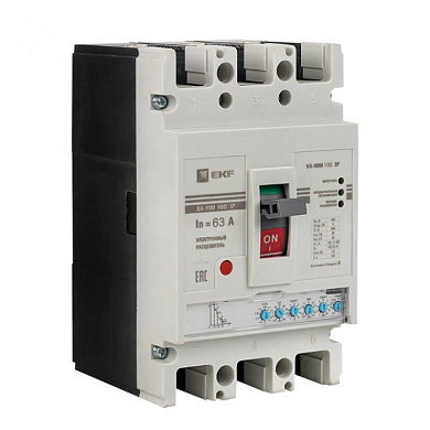 Выключатель автоматический ВА-99М 100/63А 3P 50кА с электронным расцепителем EKF mccb99-100-63me