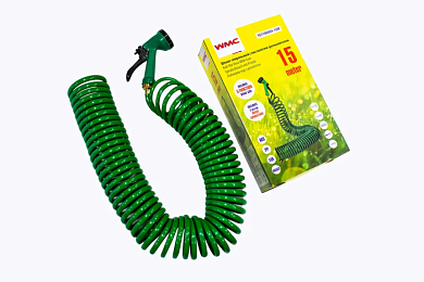 Шланг витой садовый ПВХ 12 ммх15 м в комплекте с пистолетом-распылителем WMC TOOLS WMC-TG7106004-15M