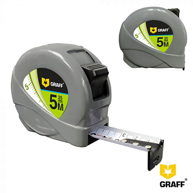 Рулетка измерительная, металл. полотно 5 м x 25 мм ''Standart'' GRAFF 122525