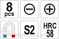 Набор отверток 8 пр. S2 HRC58 Yato YT-25966