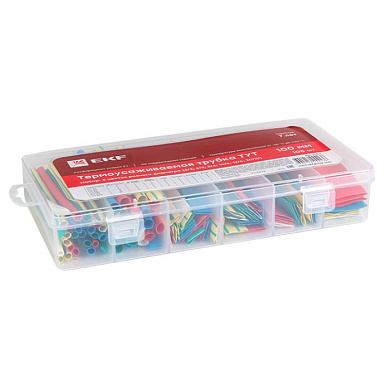 Набор ТУТ нг бокс: 5 цветов разного диаметра (4/2, 6/3, 8/4, 10/5, 12/6, 20/10) 105шт, 100мм, EKF PROxima tut-n-5-r