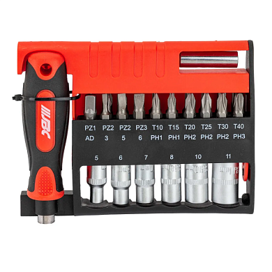 Набор бит и торцевых головок с рукояткой 1/4'' 28 пр JBC JBC-HW-S21