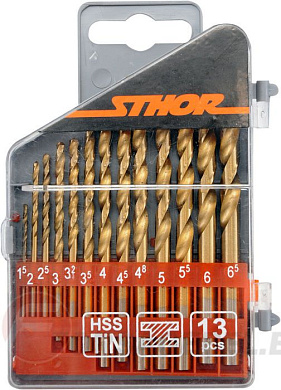 Набор сверл по металлу 1,5-6,5 мм HSS 13 пр. Sthor 22300
