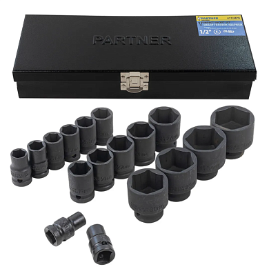 Набор головок ударных 10-36 мм 1/2'' 6-гр 17 пр Partner PA-4172MPB