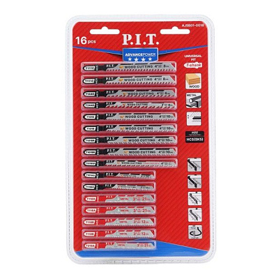 Набор пилок для лобзиков ADVANCE 16 шт, дерево/металл/фигурный рез, блистер PIT AJSB01-0016