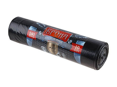 Мешки для мусора, 240 л, 10 шт, "БРОНЯ", черные, 100х130см/60мкм РОМАШКА ВР-0013
