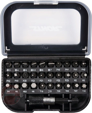 Набор бит SL, PH, PZ, Torx, HEX 1/4'' с битодержателем 31 пр. 1/4'' Sthor 66302