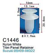 Клипса для крепления внутренней обшивки а/м Сузуки пластиковая, 100 шт Forsage C1446(Suzuki)