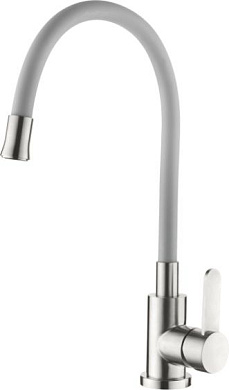 Смеситель для кухни с гибким изливом, нержавеющая сталь, сатин + серый Ledeme L74004-9